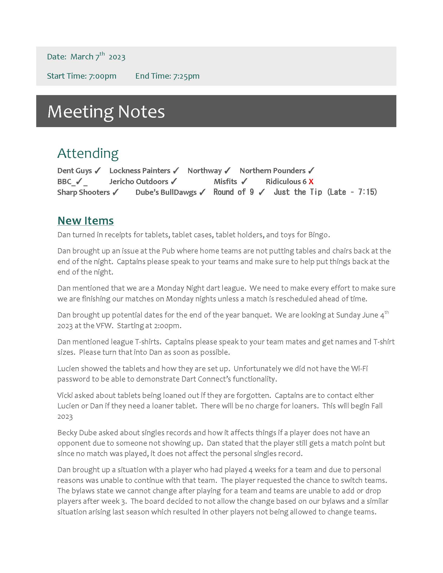 March 2023 Meeting Minutes